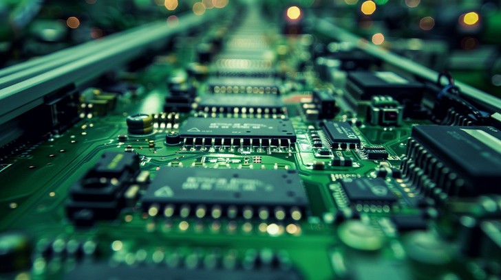 Close-up of a precision PCBA circuit board used in industrial automation